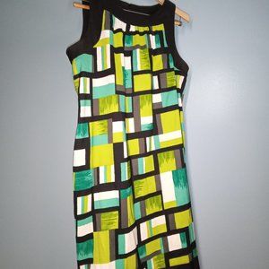 SZ 16 ALYX PETITE BRIGHT GREEN BLACK LIME BOXED DRESS NO SLEEVE
